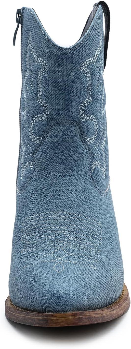 imageGLOBALWIN Cowboy Boots For Women Cute Cowgirl Boots Womens Western Boots With Embroidery Side Zipper Chunky Heel23yy16 Dark Blue