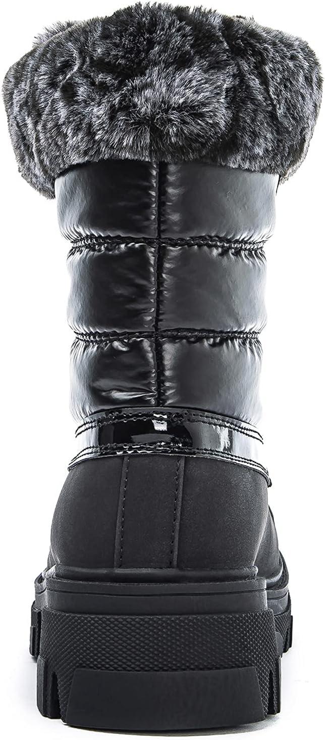 imageGLOBALWIN Snow Boots for Women Comfortable Winter Boots For Women Waterproof Fluffy Faux Fur Ankle Booties WaterResistant Short Boots For Women Warm Fur Boots LaceUp Outdoor Shoes21yy27 Black