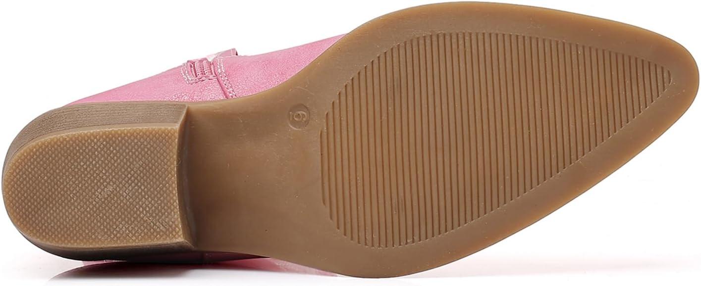imageGLOBALWIN Womens Cowgirl Boots Mid Calf Western Cowboy Boots For Women Comfortable Low Heel With Zipper23yy10 Pink