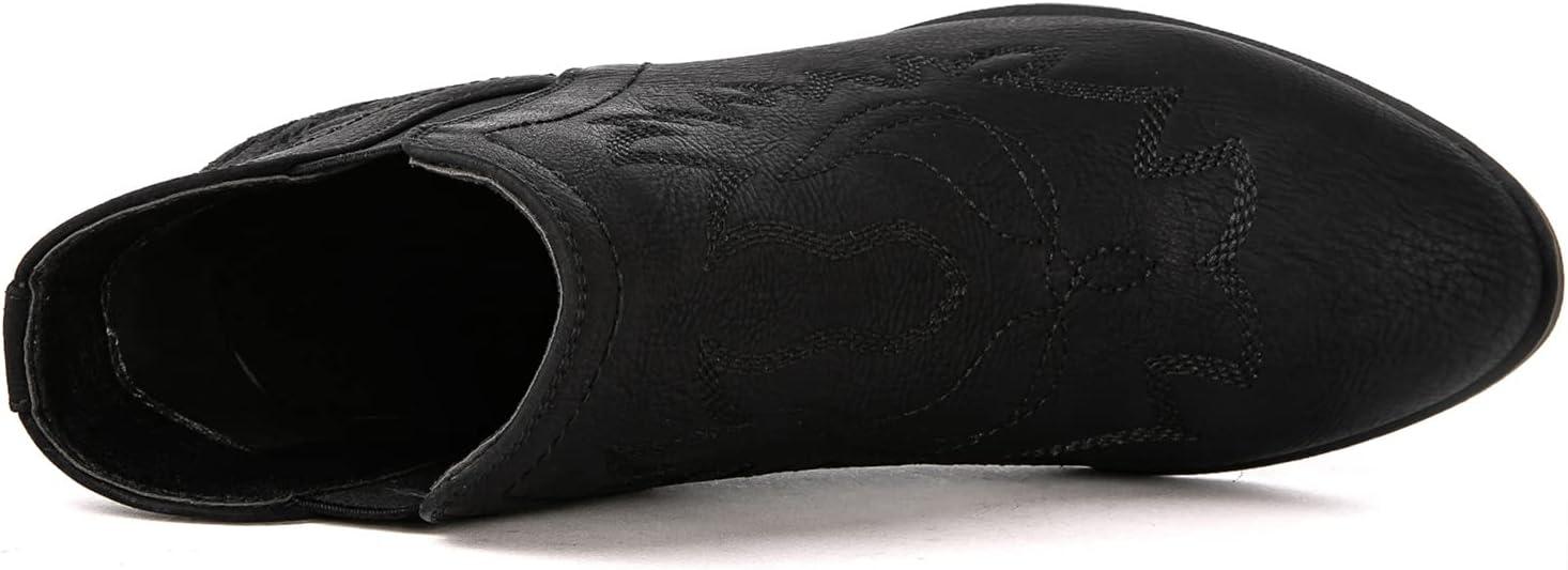 imageGLOBALWIN Womens Cowgirl boots Western Short Ankle Pull On Comfortable Cowboy Boots For Women Low Heel21yy01 Black2
