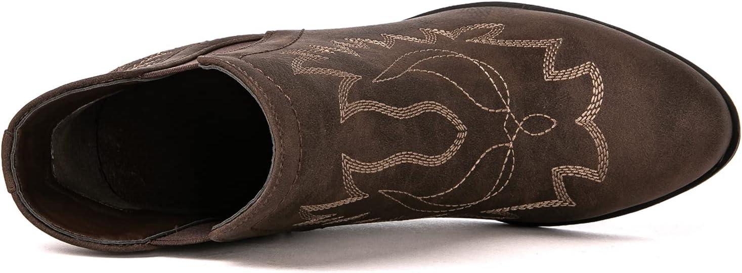 imageGLOBALWIN Womens Cowgirl boots Western Short Ankle Pull On Comfortable Cowboy Boots For Women Low Heel21yy01 Brown2