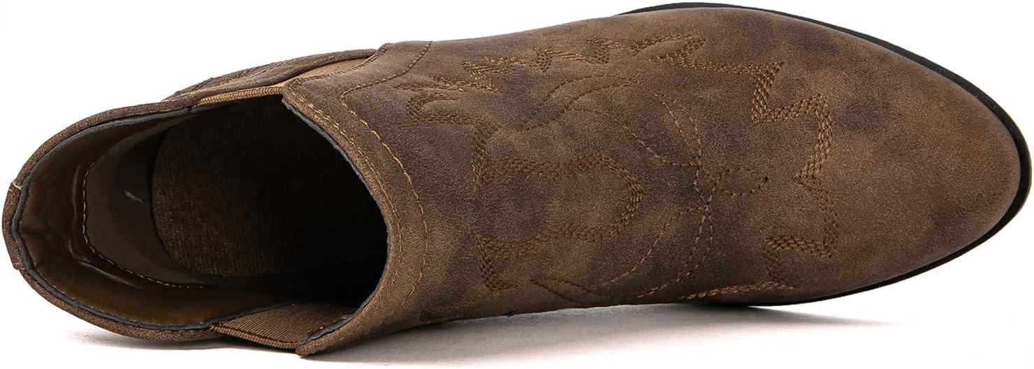imageGLOBALWIN Womens Cowgirl boots Western Short Ankle Pull On Comfortable Cowboy Boots For Women Low Heel21yy01 Camel2