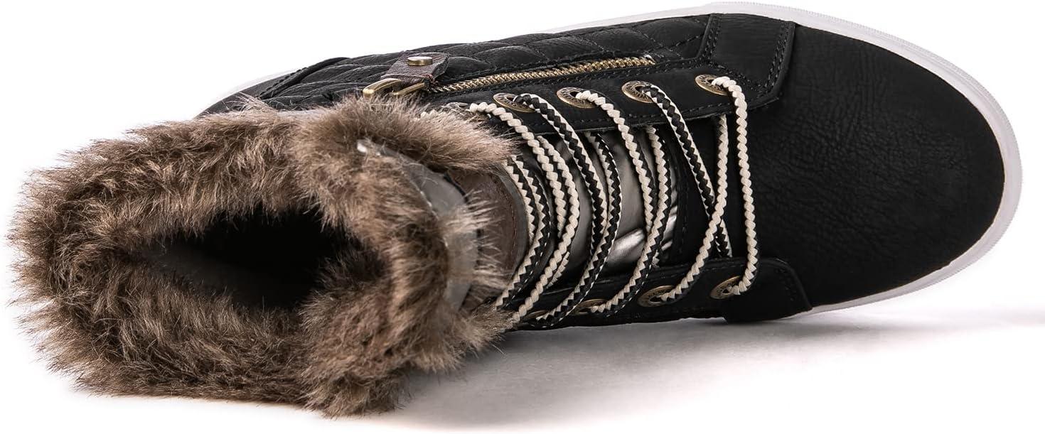 imageGLOBALWIN Womens Platform Wedge Sneakers Outdoor AntiSlip Winter Snow Hiking Furry Ankle Boots for Women21yy02 Black1