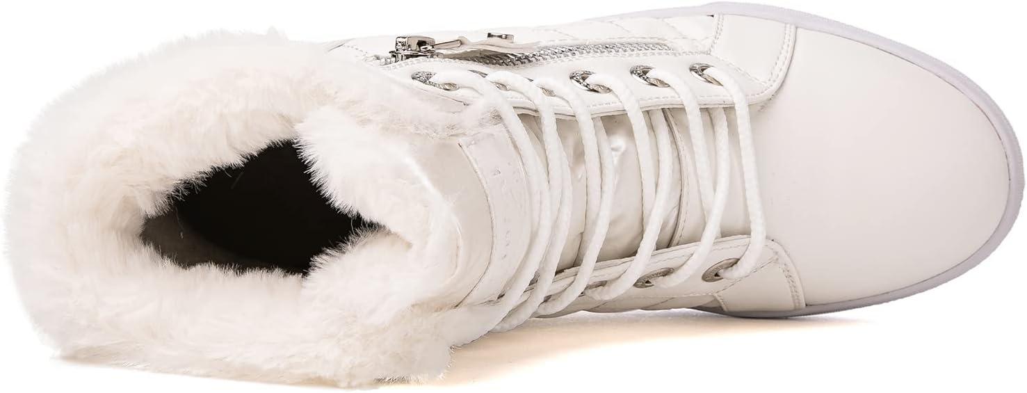 imageGLOBALWIN Womens Platform Wedge Sneakers Outdoor AntiSlip Winter Snow Hiking Furry Ankle Boots for Women21yy02 White1