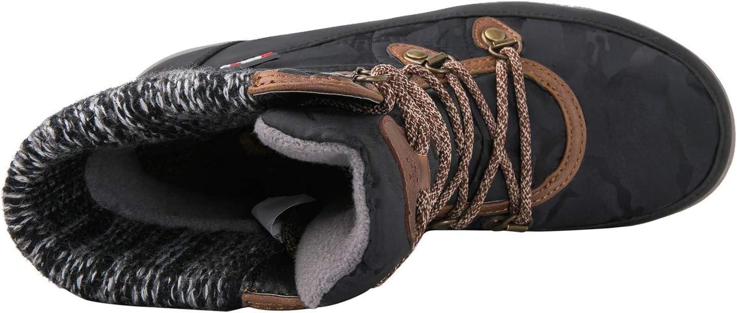 imageGLOBALWIN Womens Snow Boots Waterproof MidCalf Winter Boots for Women with Quilted Knit Panels Warm Fleece Lining and NonSlip Insulated Outdoor Sole1841blackBrown