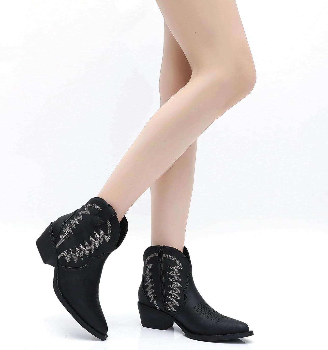 imageGLOBALWIN Womens Western Boots Ankle Cowboy Boots For Women23yy06 Black
