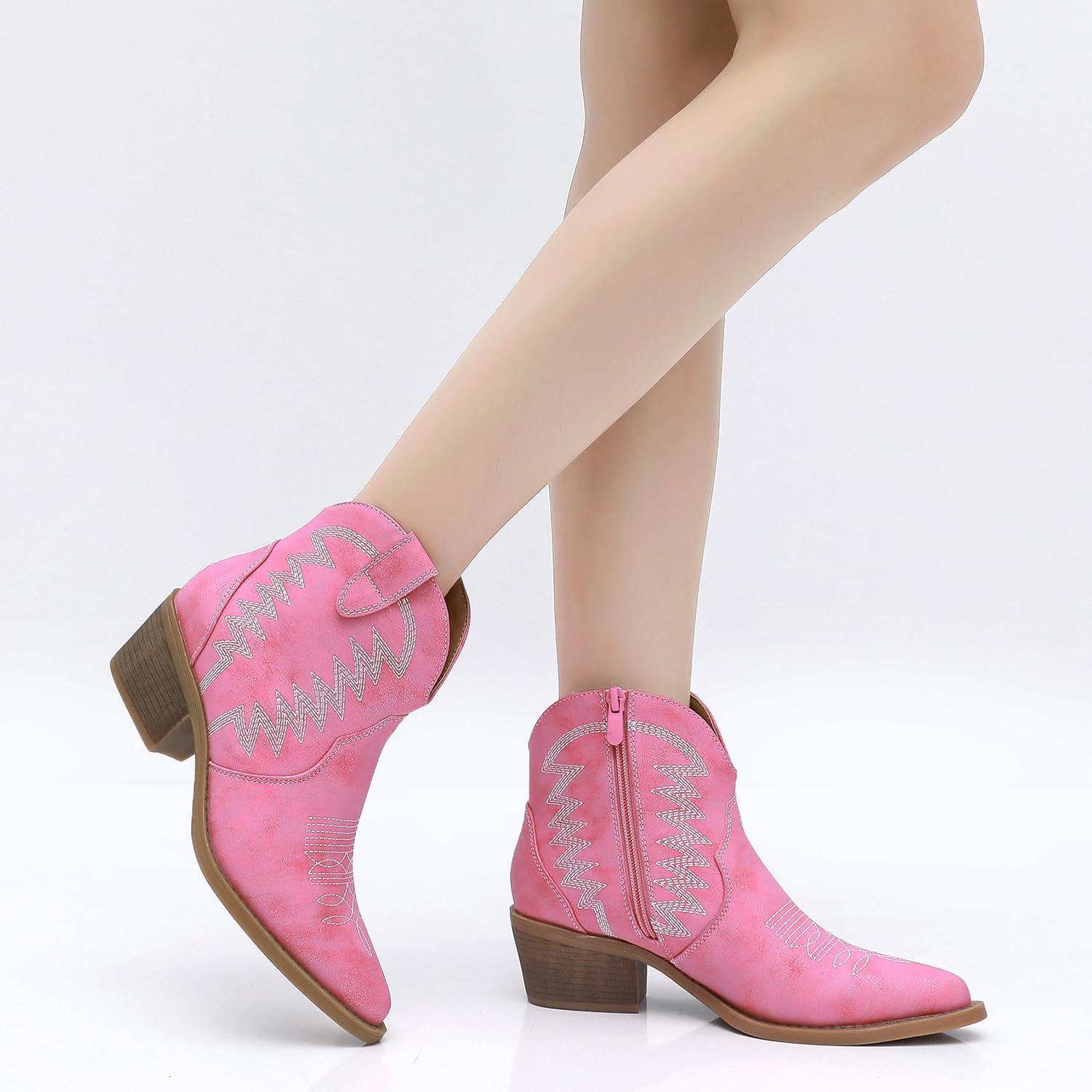 imageGLOBALWIN Womens Western Boots Ankle Cowboy Boots For Women23yy06 Pink