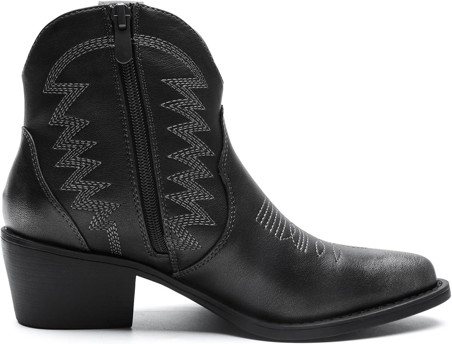 imageGLOBALWIN Womens Western Boots Ankle Cowboy Boots For Women23yy06 Silver Distressed