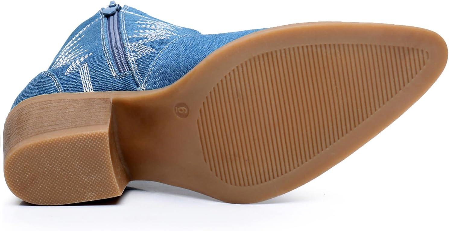 imageGLOBALWIN Womens Western Boots Ankle Cowboy Boots For Women2yy06 Denim Blue