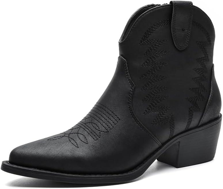 imageGLOBALWIN Womens Western Boots Ankle Cowboy Boots For WomenBlack
