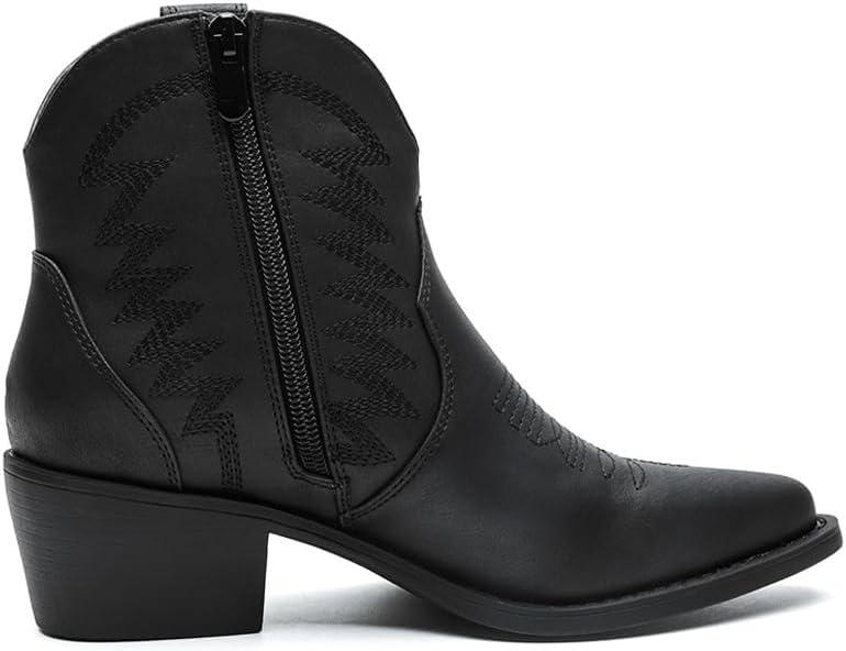 imageGLOBALWIN Womens Western Boots Ankle Cowboy Boots For WomenBlack