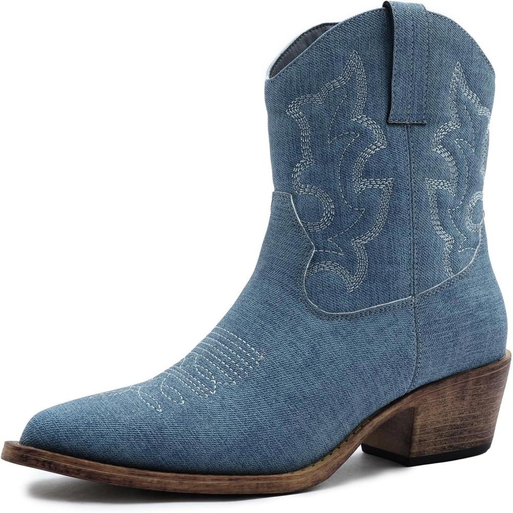imageGLOBALWIN Cowboy Boots For Women Cute Cowgirl Boots Womens Western Boots With Embroidery Side Zipper Chunky Heel23yy16 Dark Blue