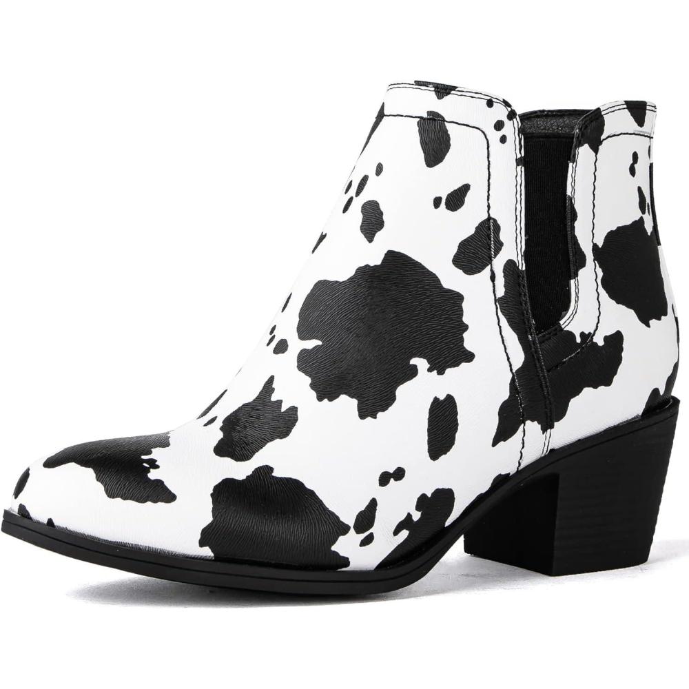 imageGLOBALWIN Womens Cowgirl boots Western Short Ankle Pull On Comfortable Cowboy Boots For Women Low Heel21yy01 Cow