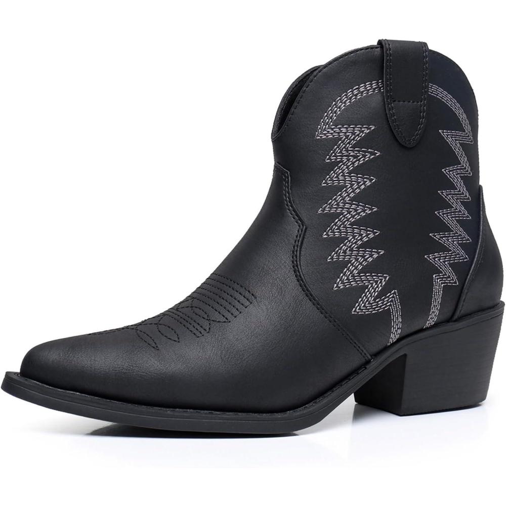 imageGLOBALWIN Womens Western Boots Ankle Cowboy Boots For Women23yy06 Black