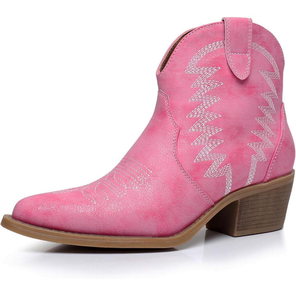 imageGLOBALWIN Womens Western Boots Ankle Cowboy Boots For Women23yy06 Pink