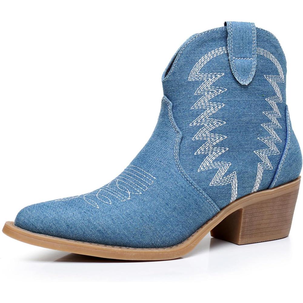 imageGLOBALWIN Womens Western Boots Ankle Cowboy Boots For Women2yy06 Denim Blue