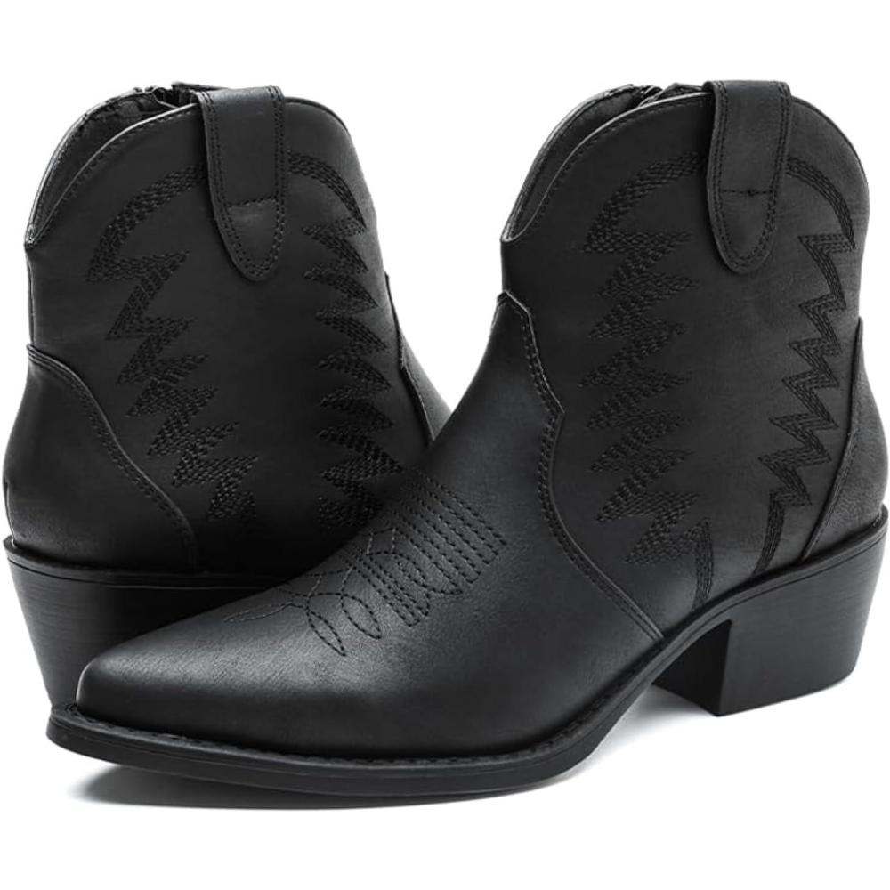 imageGLOBALWIN Womens Western Boots Ankle Cowboy Boots For WomenBlack