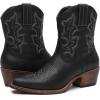 GLOBALWIN Cowboy Boots For Women Cute Cowgirl Boots Women’s Western Boots With Embroidery Side Zipper Chunky Heel(23yy16 Black)