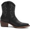 GLOBALWIN Cowboy Boots For Women Cute Cowgirl Boots Women’s Western Boots With Embroidery Side Zipper Chunky Heel(23yy16 Black)