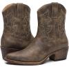 GLOBALWIN Cowboy Boots For Women Cute Cowgirl Boots Women’s Western Boots With Embroidery Side Zipper Chunky Heel(23yy16 Brown)