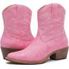 GLOBALWIN Cowboy Boots For Women Cute Cowgirl Boots Women’s Western Boots With Embroidery Side Zipper Chunky Heel(23yy16 Pink)