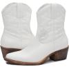 GLOBALWIN Cowboy Boots For Women Cute Cowgirl Boots Women’s Western Boots With Embroidery Side Zipper Chunky Heel(23yy16 White)