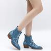 GLOBALWIN Cowboy Boots For Women Pointed Toe Pull On Chelsea Ankle Booties The Western Cowgirl Boots(23yy05 Denim Blue)