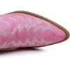 GLOBALWIN Cowboy Boots For Women Pointed Toe Pull On Chelsea Ankle Booties The Western Cowgirl Boots(23yy05 Pink)