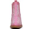 GLOBALWIN Cowboy Boots For Women Pointed Toe Pull On Chelsea Ankle Booties The Western Cowgirl Boots(23yy05 Pink)