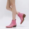 GLOBALWIN Cowboy Boots For Women Pointed Toe Pull On Chelsea Ankle Booties The Western Cowgirl Boots(23yy05 Pink)