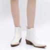 GLOBALWIN Cowboy Boots For Women Pointed Toe Pull On Chelsea Ankle Booties The Western Cowgirl Boots(23yy05 White)