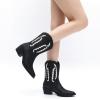 GLOBALWIN Women’s Cowgirl Boots Mid Calf Western Cowboy Boots For Women Comfortable Low Heel With Zipper(23yy09 Black1)