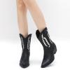 GLOBALWIN Women’s Cowgirl Boots Mid Calf Western Cowboy Boots For Women Comfortable Low Heel With Zipper(23yy09 Black1)