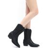 GLOBALWIN Women’s Cowgirl Boots Mid Calf Western Cowboy Boots For Women Comfortable Low Heel With Zipper(23yy09 Black2)