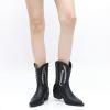 GLOBALWIN Women’s Cowgirl Boots Mid Calf Western Cowboy Boots For Women Comfortable Low Heel With Zipper(23yy09 Black3)