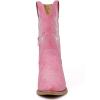 GLOBALWIN Women’s Cowgirl Boots Mid Calf Western Cowboy Boots For Women Comfortable Low Heel With Zipper(23yy10 Pink)