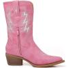 GLOBALWIN Women’s Cowgirl Boots Mid Calf Western Cowboy Boots For Women Comfortable Low Heel With Zipper(23yy10 Pink)