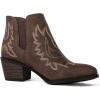 GLOBALWIN Women’s Cowgirl boots Western Short Ankle Pull On Comfortable Cowboy Boots For Women Low Heel(21yy01 Brown2)