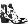 GLOBALWIN Women’s Cowgirl boots Western Short Ankle Pull On Comfortable Cowboy Boots For Women Low Heel(21yy01 Cow)