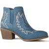 GLOBALWIN Women’s Cowgirl boots Western Short Ankle Pull On Comfortable Cowboy Boots For Women Low Heel(21yy01 Denim)