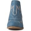 GLOBALWIN Women’s Cowgirl boots Western Short Ankle Pull On Comfortable Cowboy Boots For Women Low Heel(21yy01 Denim)