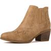 GLOBALWIN Women’s Cowgirl boots Western Short Ankle Pull On Comfortable Cowboy Boots For Women Low Heel(21yy01 Khaki)