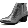 GLOBALWIN Women’s Cowgirl boots Western Short Ankle Pull On Comfortable Cowboy Boots For Women Low Heel(21yy01 Metallic Silver)