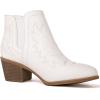 GLOBALWIN Women’s Cowgirl boots Western Short Ankle Pull On Comfortable Cowboy Boots For Women Low Heel(21yy01 White)