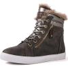 GLOBALWIN Women’s Platform Wedge Sneakers Outdoor Anti-Slip Winter Snow Hiking Furry Ankle Boots for Women(21yy02 Grey1)