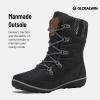 GLOBALWIN Women’s Snow Boots Waterproof Mid-Calf Winter Boots for Women with Quilted Knit Panels, Warm Fleece Lining, and Non-Slip Insulated Outdoor Sole(1841black)