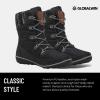 GLOBALWIN Women’s Snow Boots Waterproof Mid-Calf Winter Boots for Women with Quilted Knit Panels, Warm Fleece Lining, and Non-Slip Insulated Outdoor Sole(1841black)