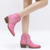 GLOBALWIN Women’s Western Boots Ankle Cowboy Boots For Women(23yy06 Pink)