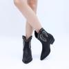 GLOBALWIN Women’s Western Charm Cowgirl Boots Mid Calf Comfy Cowboy Boots For Women With Pointed Toe(23yy07 Black)