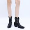 GLOBALWIN Women’s Western Charm Cowgirl Boots Mid Calf Comfy Cowboy Boots For Women With Pointed Toe(23yy07 Black2)